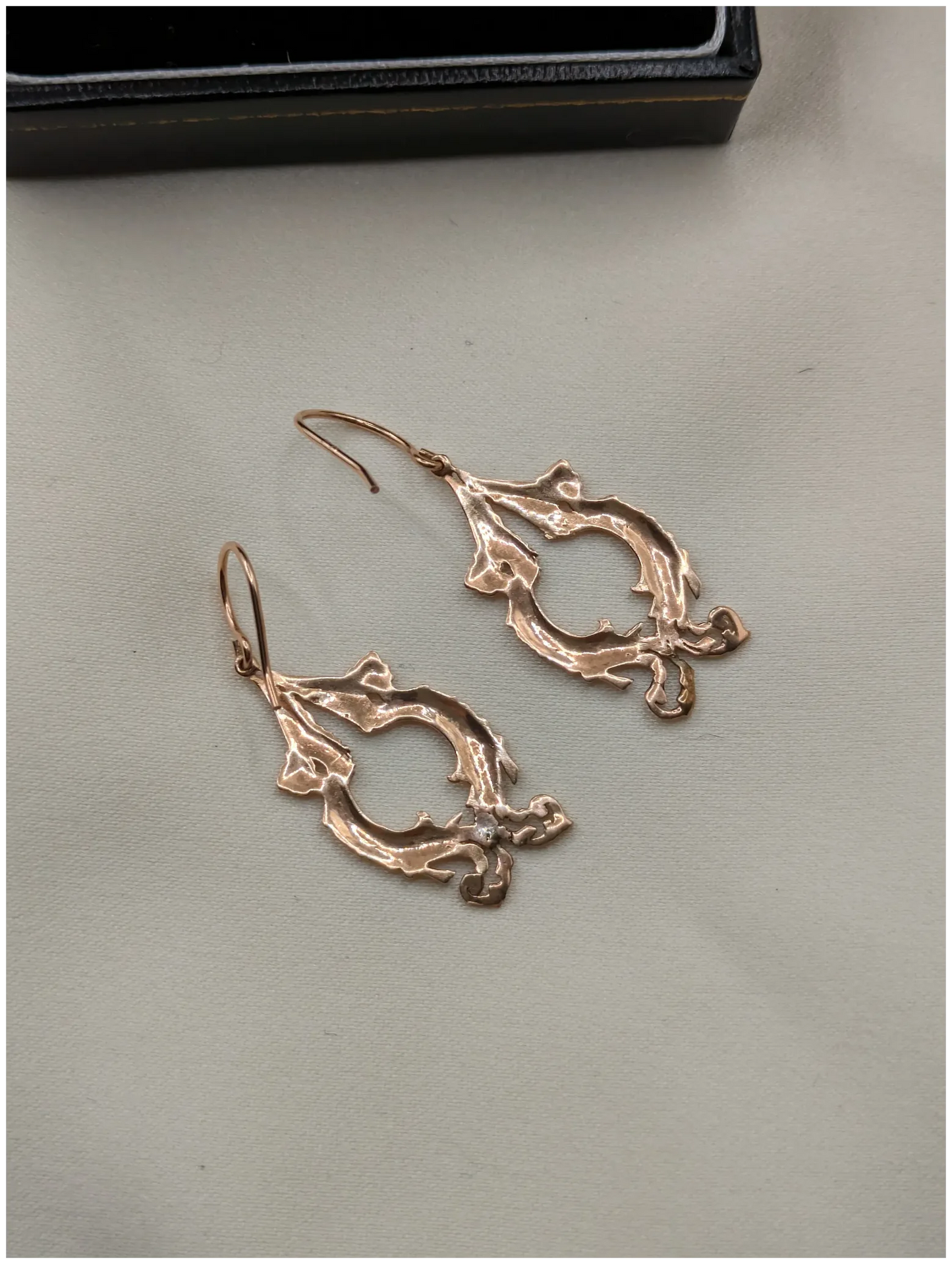 14k Pink Gold Harpy Winged Woman Mythological Earrings