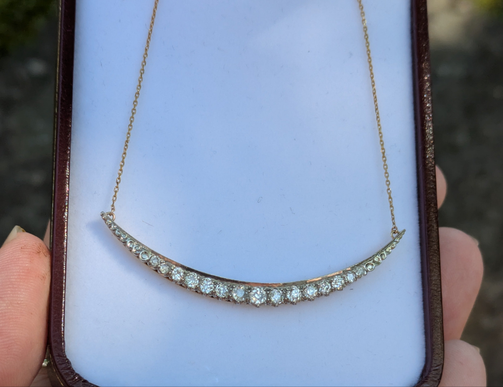 Stunning circa 1900 Crescent Moon Necklace