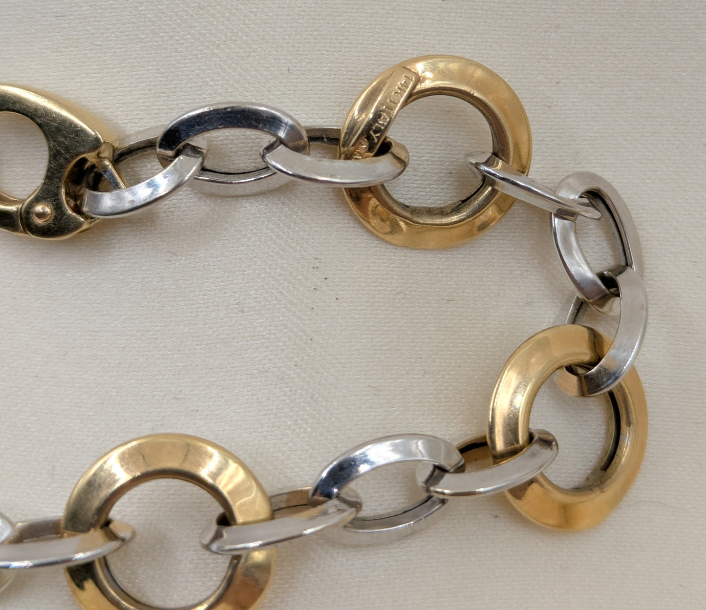 Estate 14k white and yellow gold bracelet made in Italy