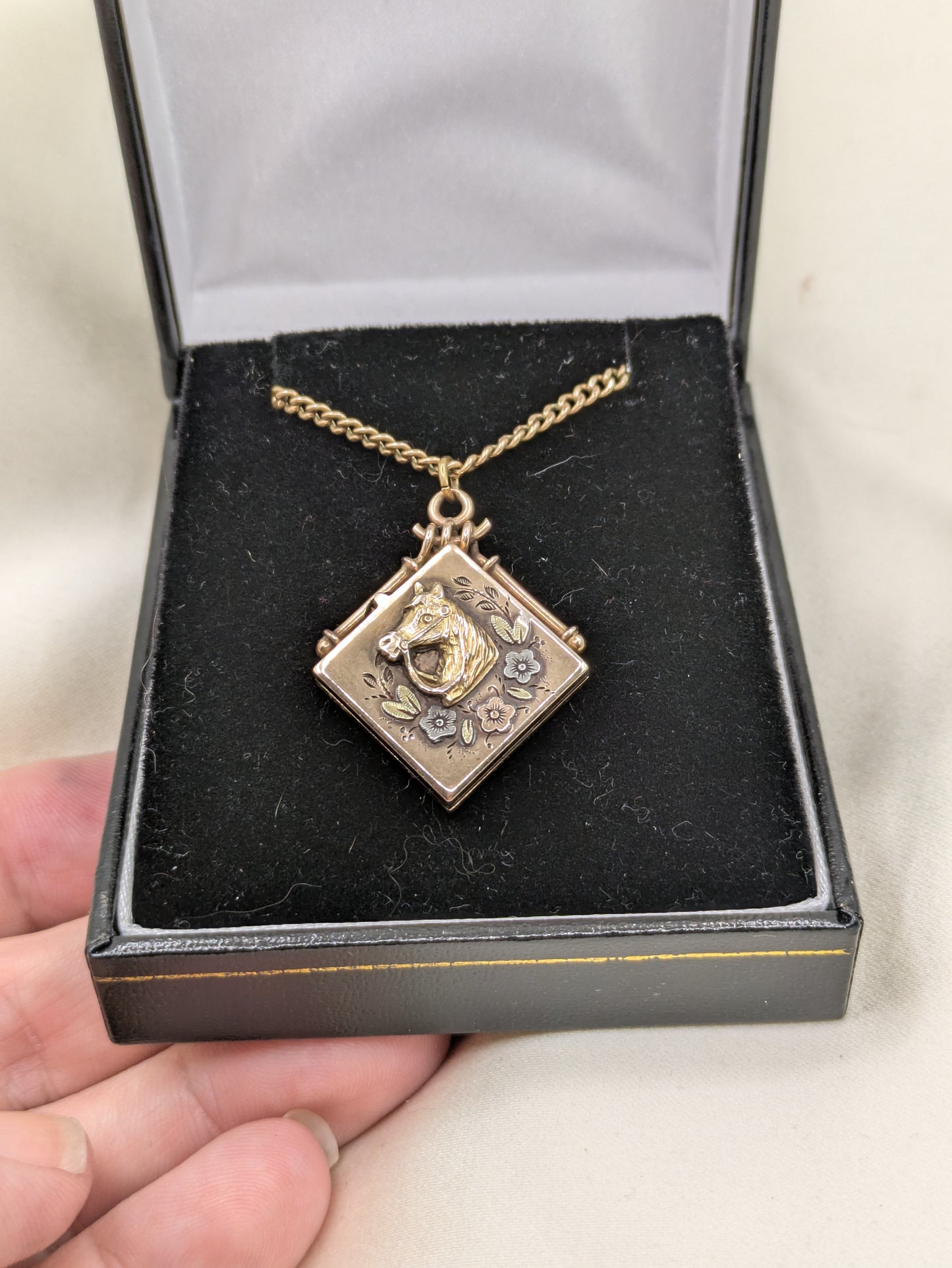 Tri Color Gold Horse Locket circa 1900