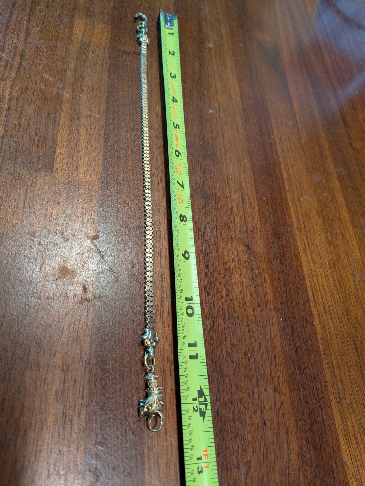 Fabulous Victorian Gargoyle Watch Chain 9k solid gold chain and 12k heavy gold shell