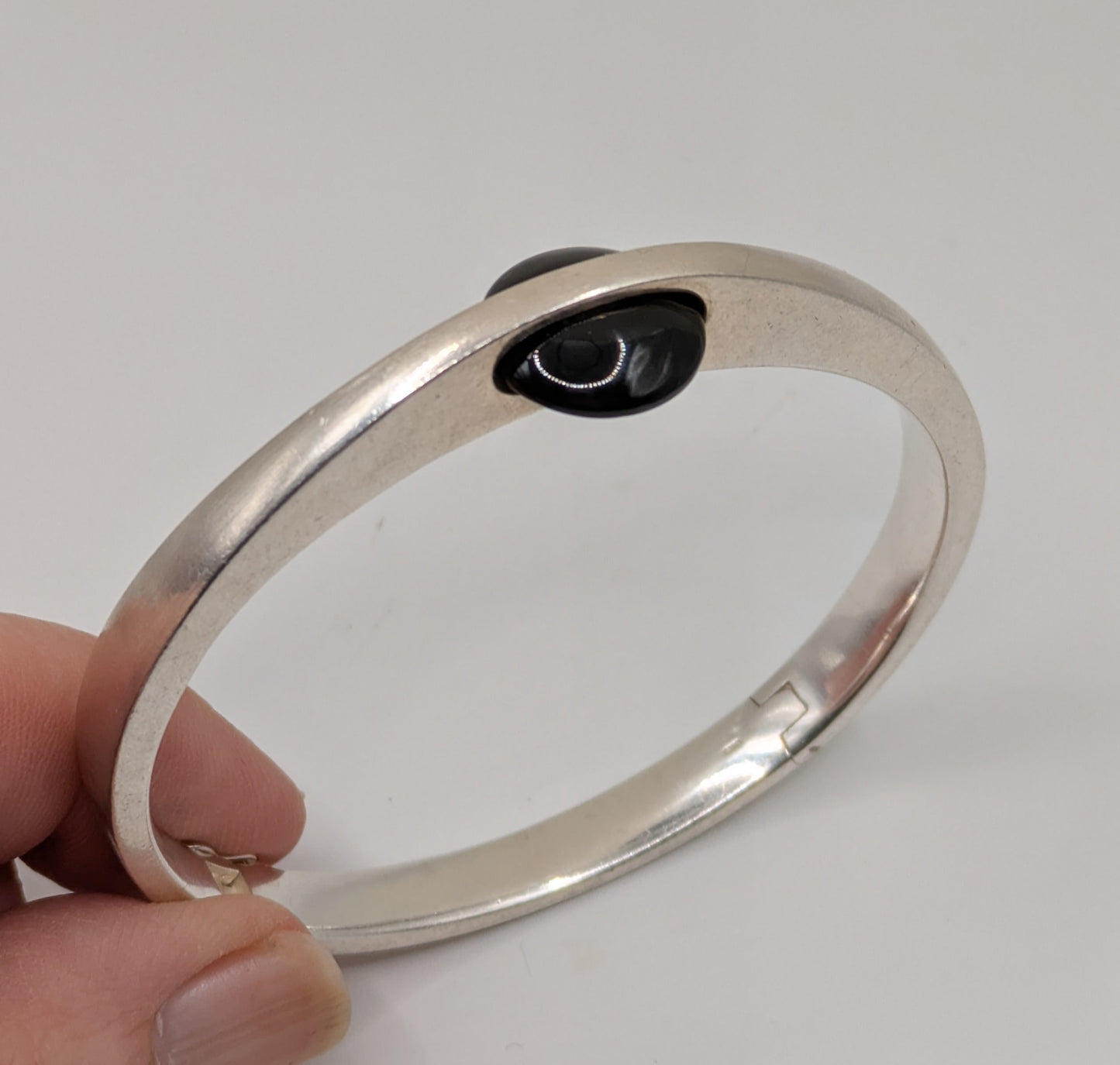 Fabulous Sterling Silver Hinged Bangle Bracelet Heavy Mid Century Hand Made