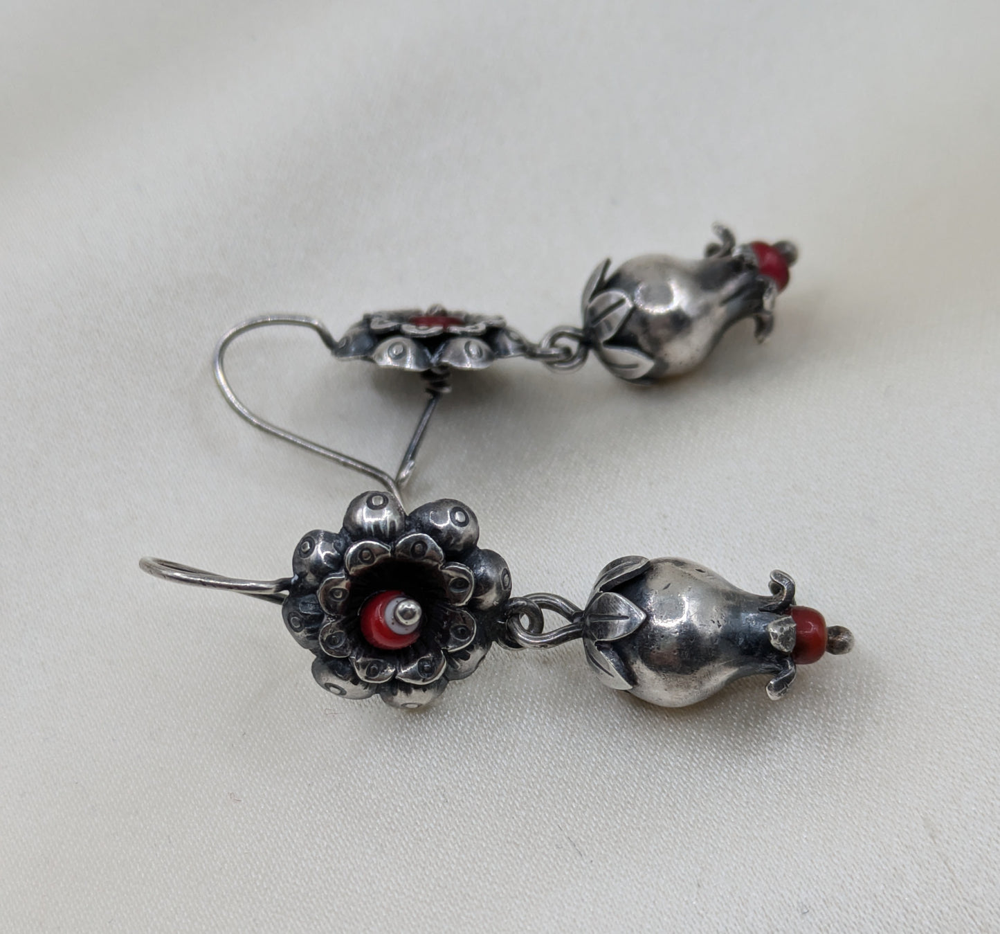 Oaxaca Mexico Silver Pomegranate Earrings