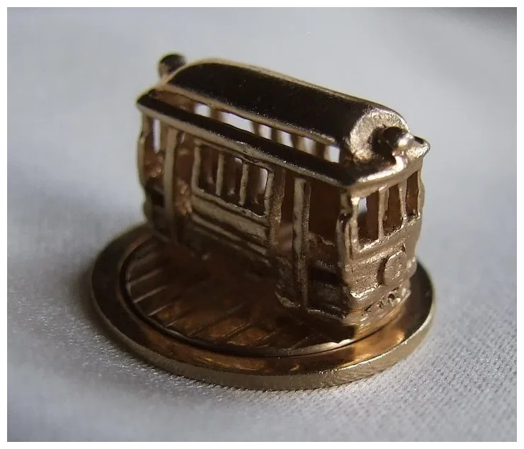 Trolley Charm, movable platform 14k
