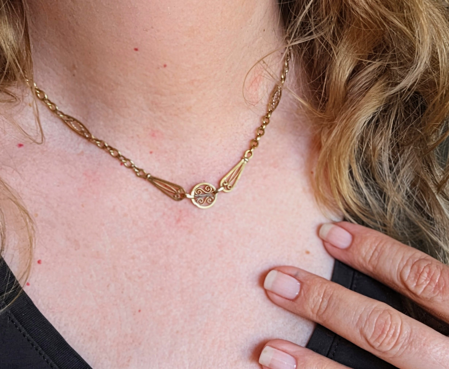 Edwardian Filigree Necklace 16.5"