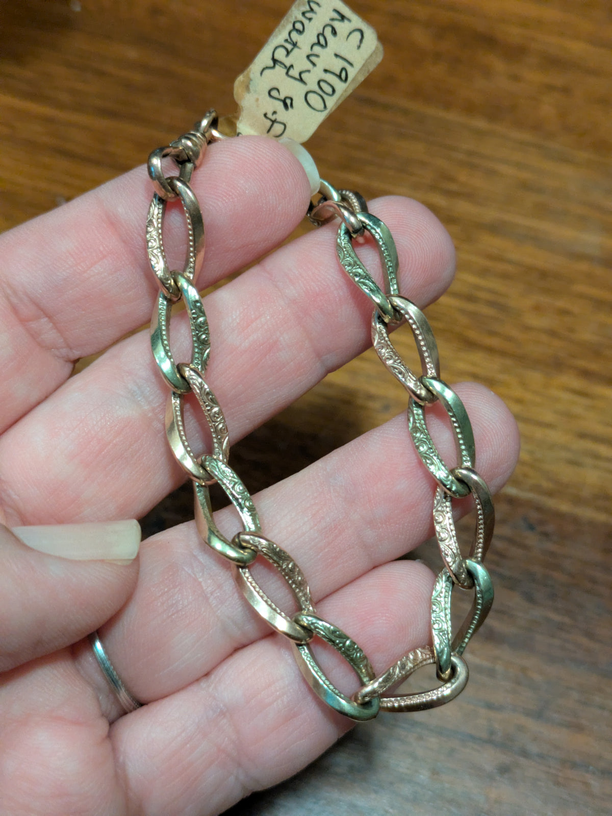 Pink and Yellow Gold Filled Watch Chain Bracelet