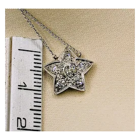 1920s Deco 14k White Gold Diamond Star Necklace .40 carat