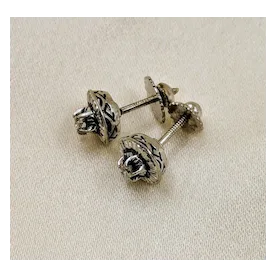 Art DecoWhite Gold Diamond Stud Earrings with Decorative Gallery