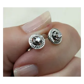 Art DecoWhite Gold Diamond Stud Earrings with Decorative Gallery