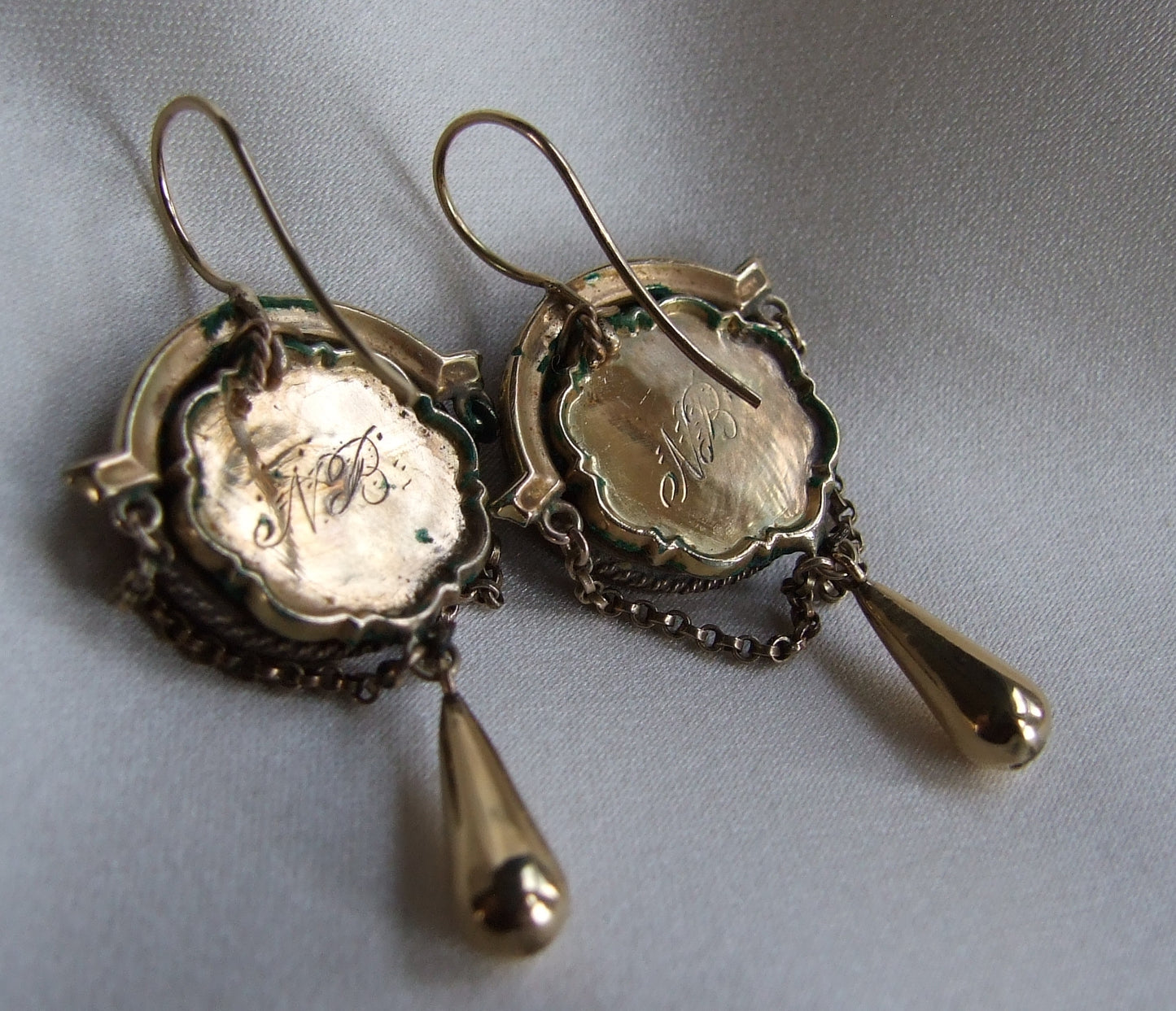 Rare and Incredible Mid 19th Century Micro Mosaic Cherub Angel Earrings