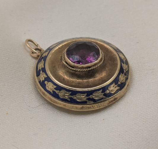 Early Victorian Purple Paste Enamel Locket