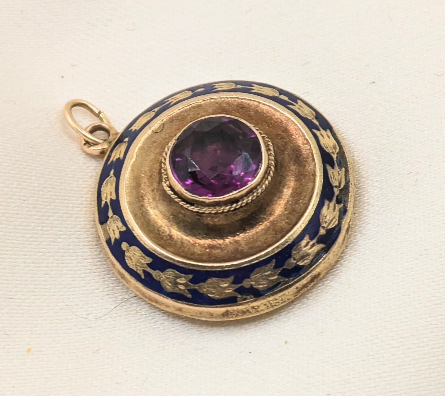 Early Victorian Purple Paste Enamel Locket