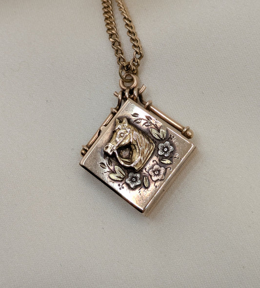 Tri Color Gold Horse Locket circa 1900