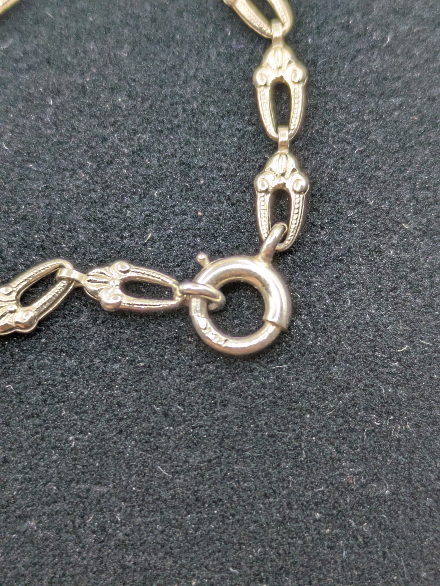 Antique Art Deco 14k White Gold Necklace with Rock Crystal and Diamonds