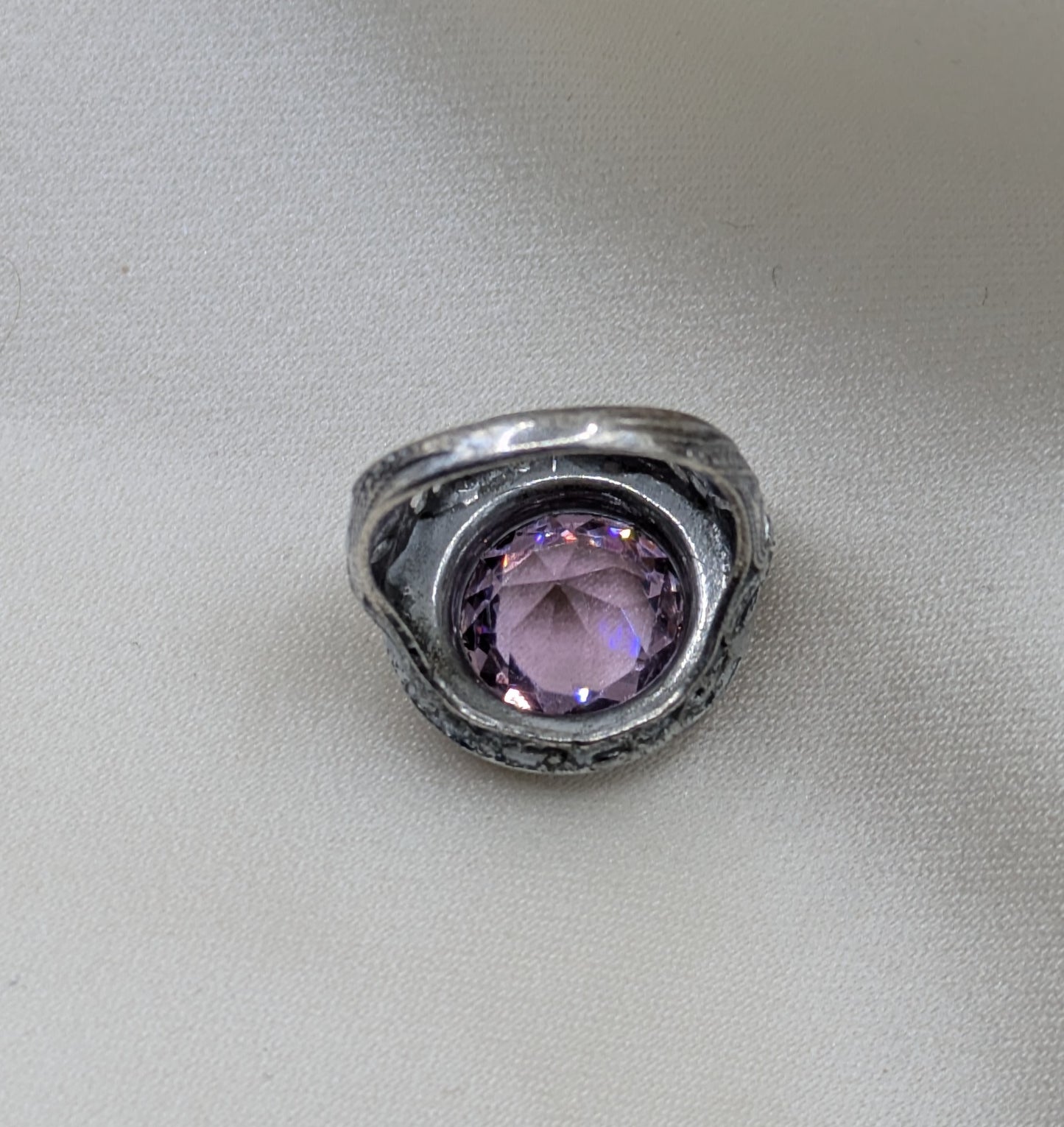 Art Deco Sterling, Enamel and Purple Stone Pinky Ring