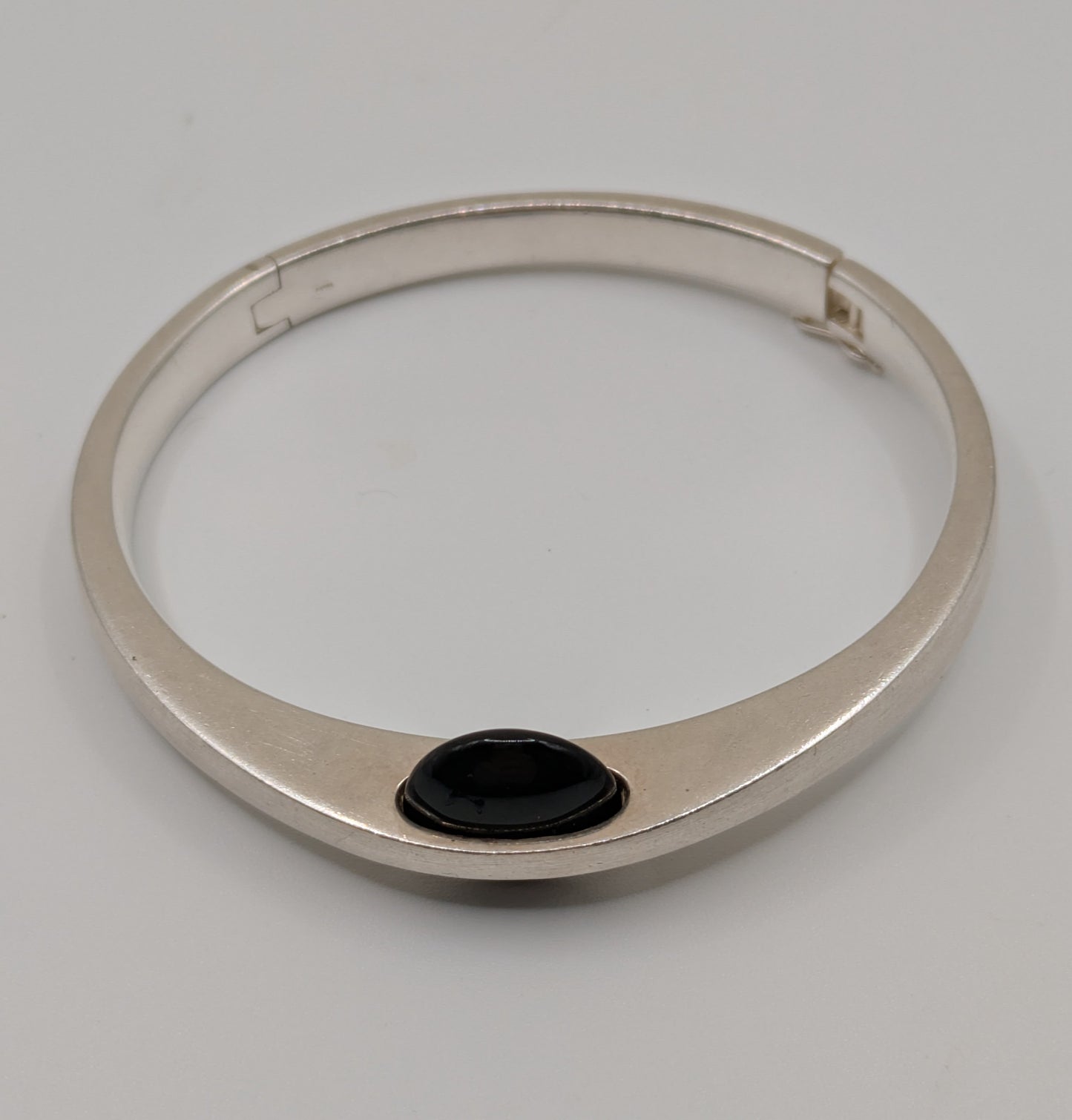 Fabulous Sterling Silver Hinged Bangle Bracelet Heavy Mid Century Hand Made