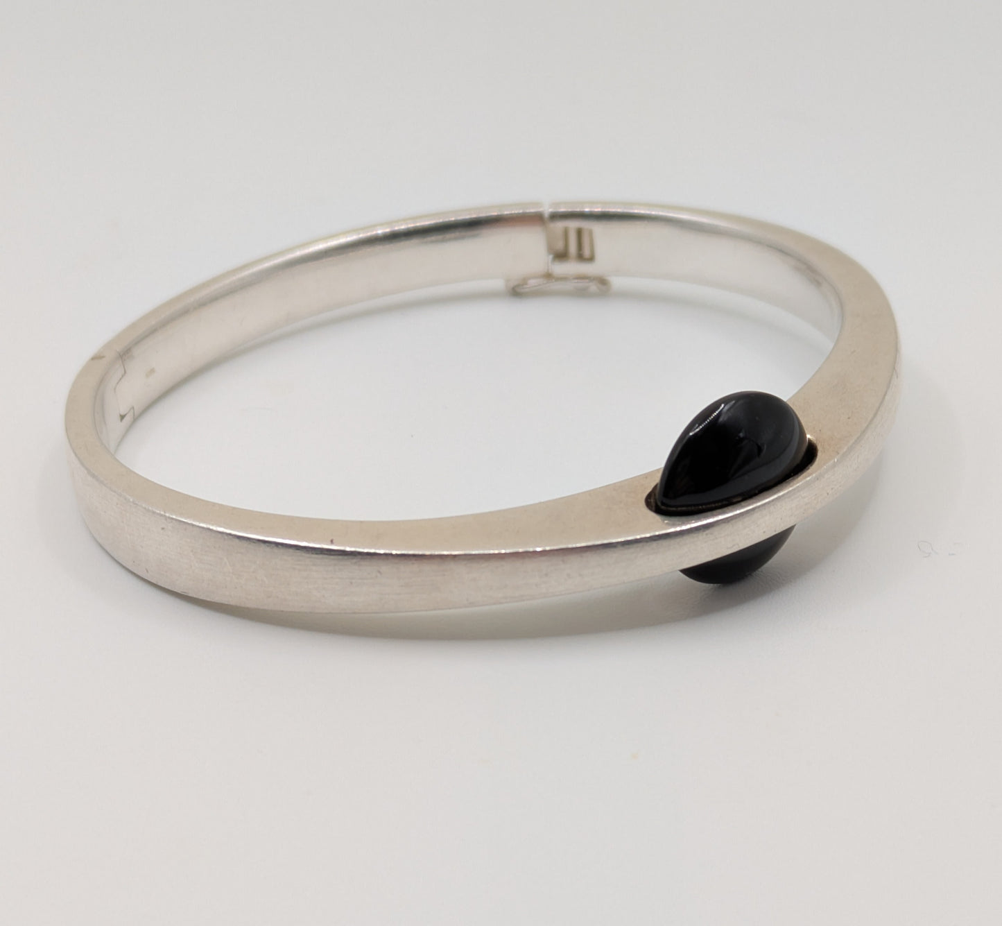 Fabulous Sterling Silver Hinged Bangle Bracelet Heavy Mid Century Hand Made