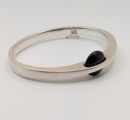 Fabulous Sterling Silver Hinged Bangle Bracelet Heavy Mid Century Hand Made