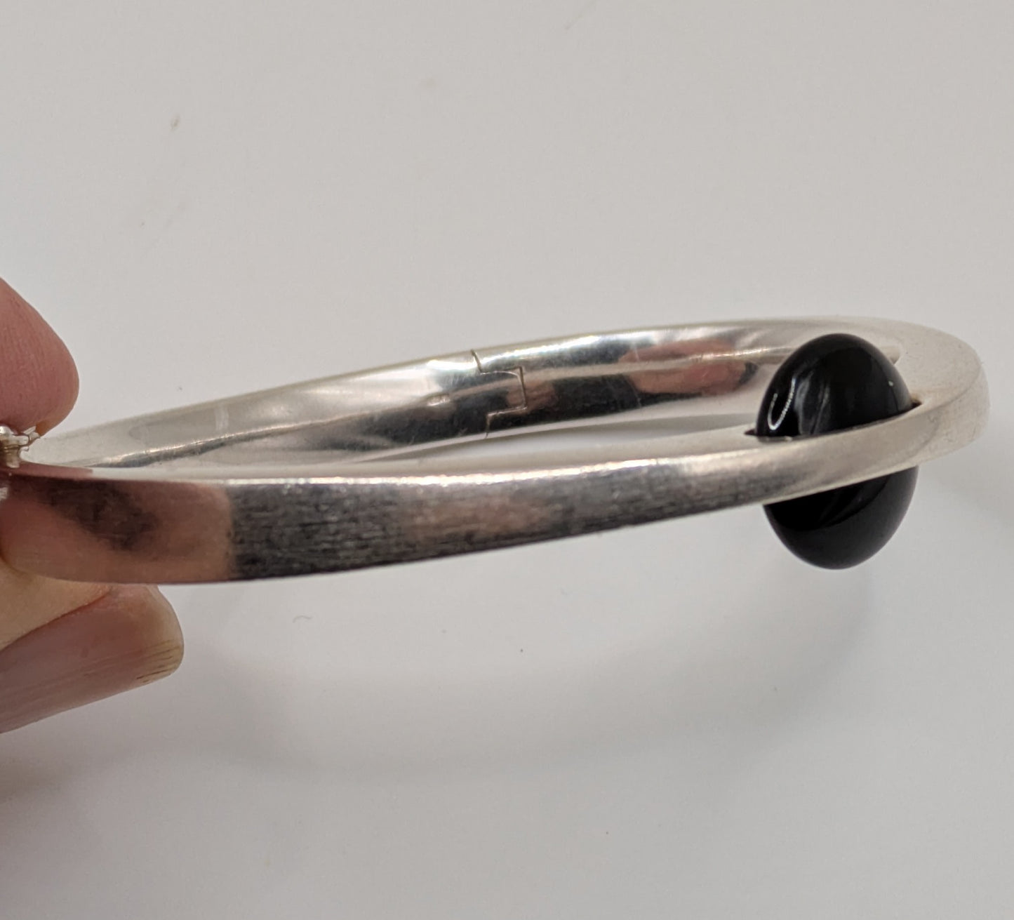 Fabulous Sterling Silver Hinged Bangle Bracelet Heavy Mid Century Hand Made