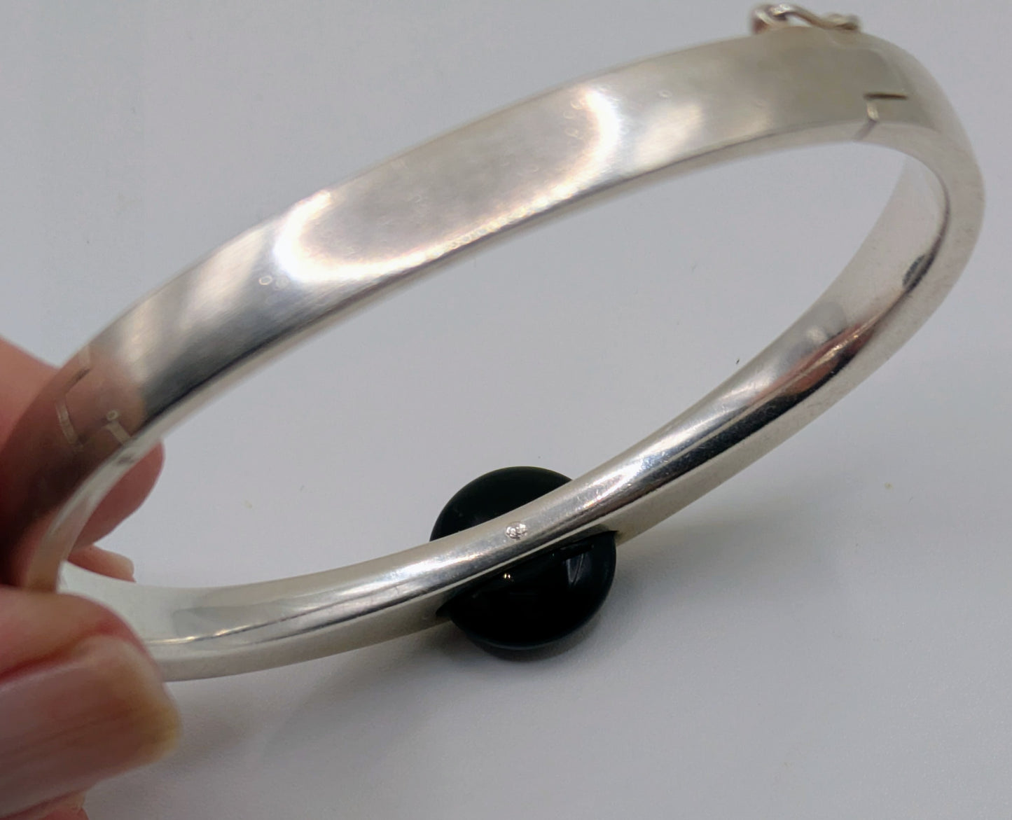 Fabulous Sterling Silver Hinged Bangle Bracelet Heavy Mid Century Hand Made