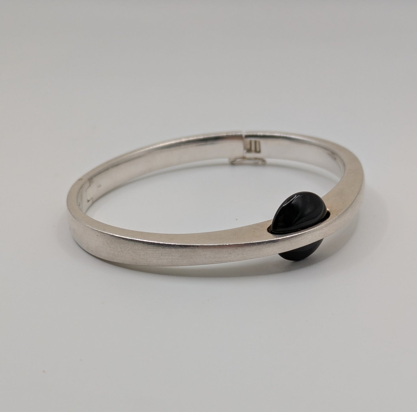 Fabulous Sterling Silver Hinged Bangle Bracelet Heavy Mid Century Hand Made