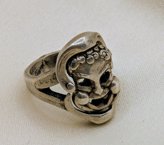 Antique Sterling Silver Comedy Tragedy Flip Ring