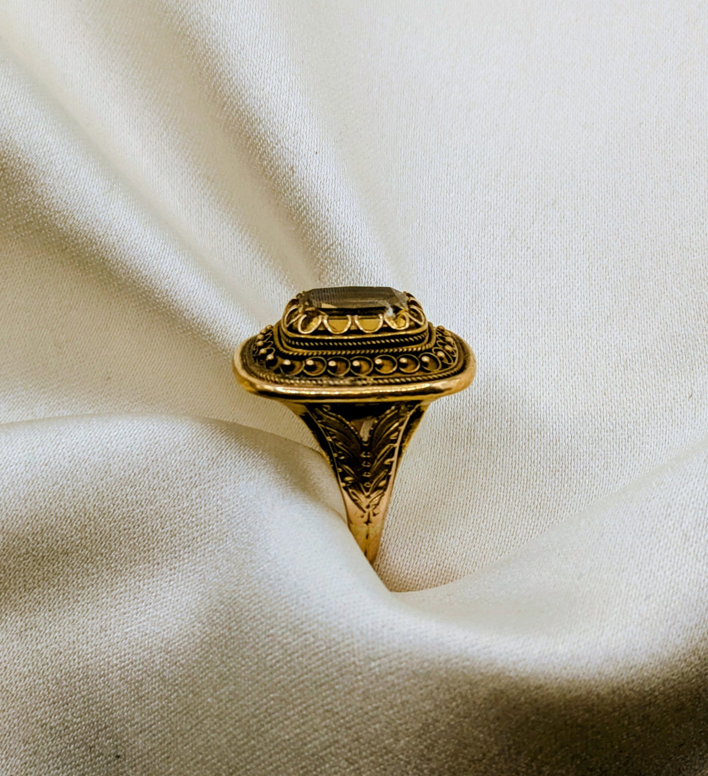 Rare 14k Citrine Victorian Etruscan Revival Ring