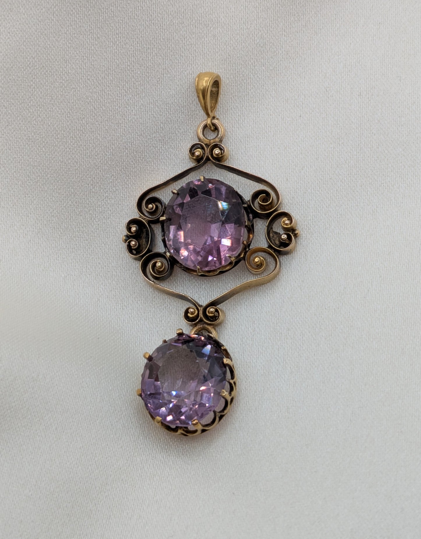 Antique Victorian 14k Gold Pendant with chunky Amethysts!