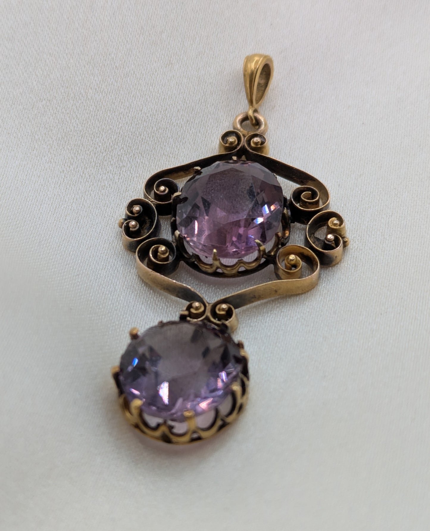Antique Victorian 14k Gold Pendant with chunky Amethysts!