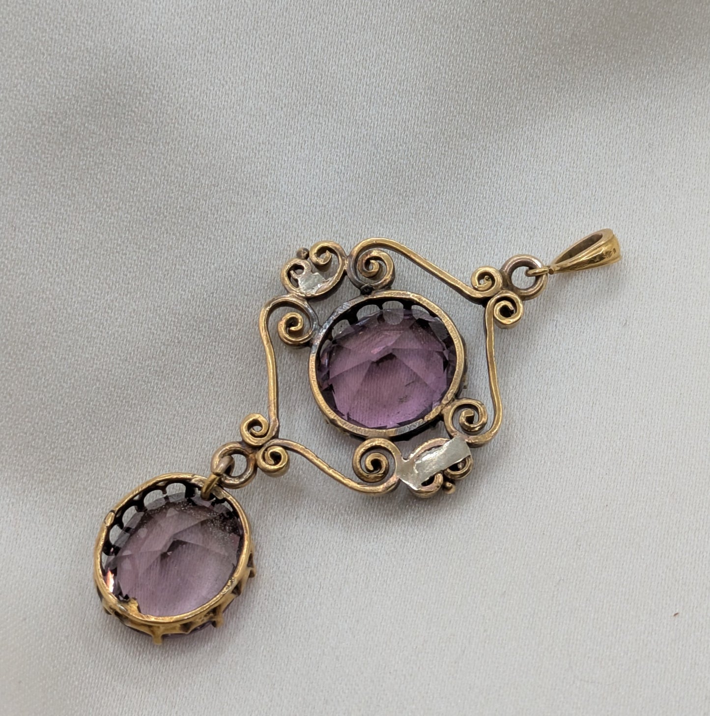 Antique Victorian 14k Gold Pendant with chunky Amethysts!
