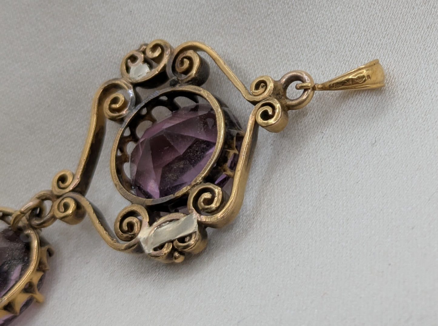Antique Victorian 14k Gold Pendant with chunky Amethysts!