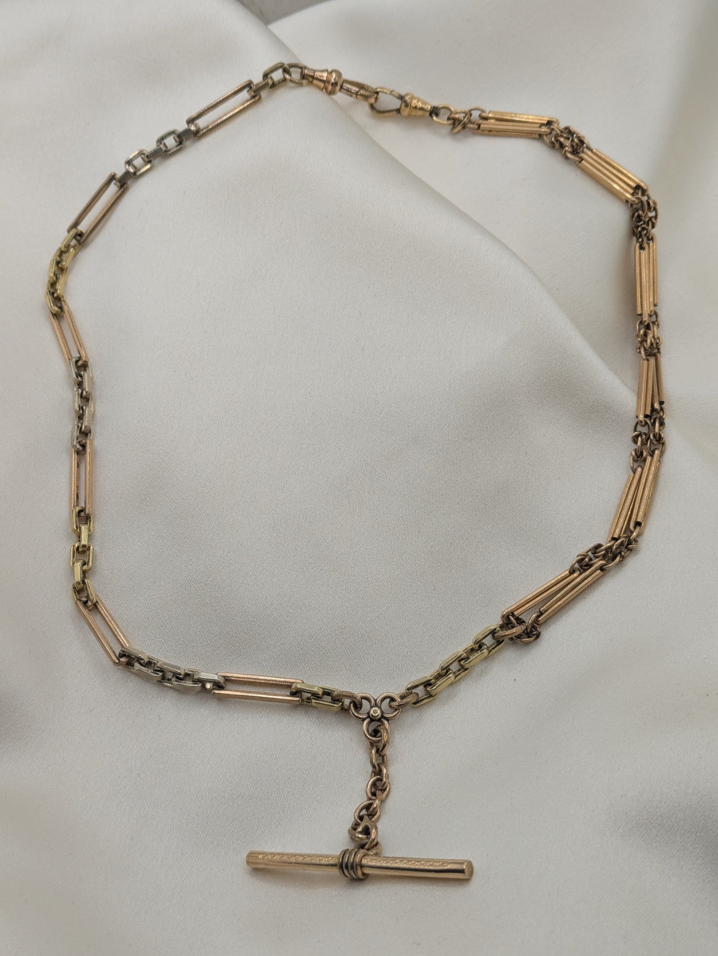 Chunky Antique Gold Filled Watch Chain Necklace