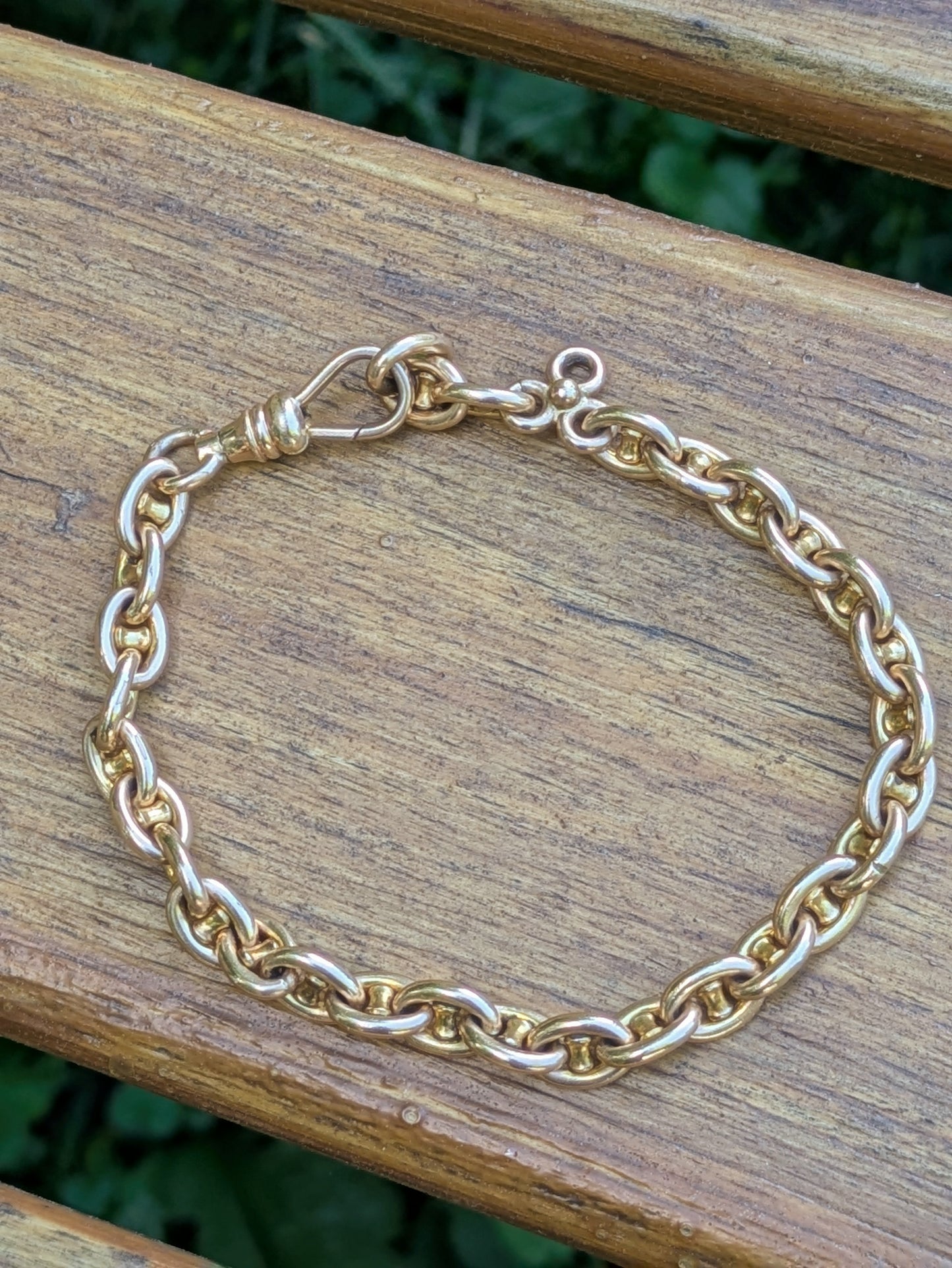 Rare 1/6 gold filled Victorian Edwardian Anchor Chain link watch chain unisex bracelet JFS Sons