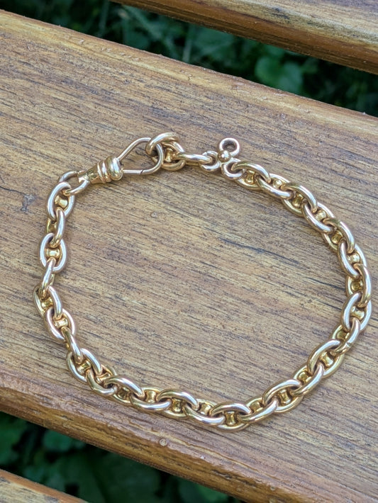 Rare 1/6 gold filled Victorian Edwardian Anchor Chain link watch chain unisex bracelet JFS Sons