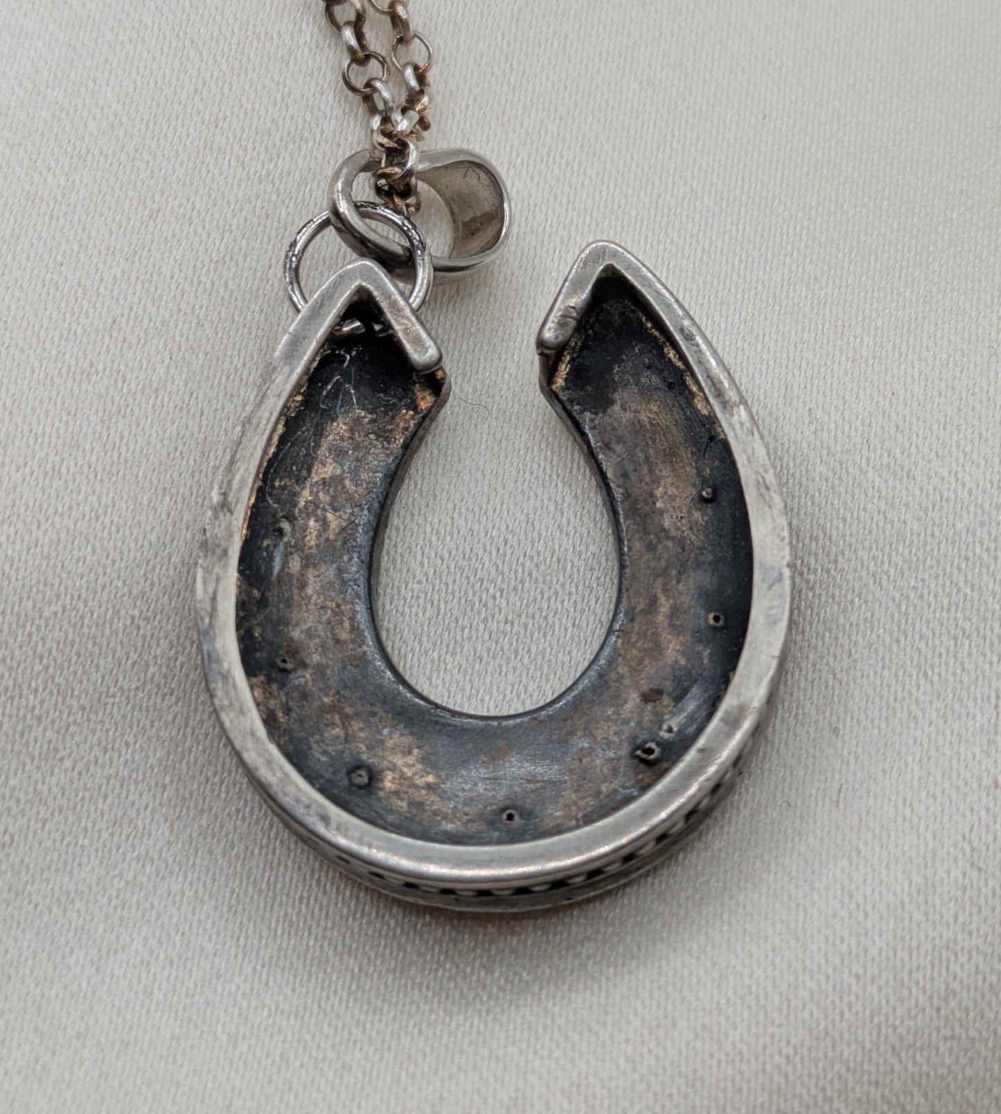 Antique Victorian Coral Pearl Horseshoe Pendant Good Luck c.1880