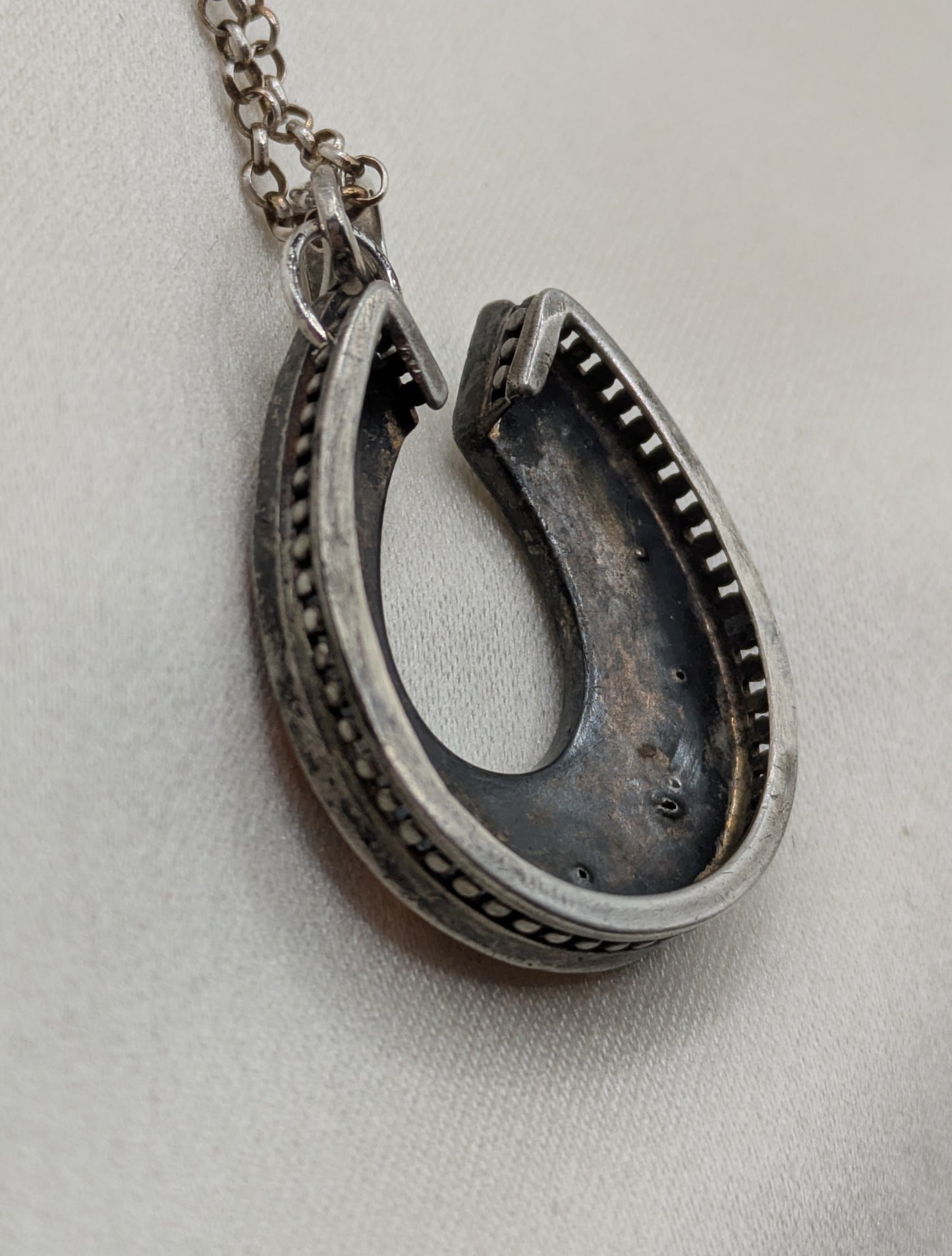 Antique Victorian Coral Pearl Horseshoe Pendant Good Luck c.1880