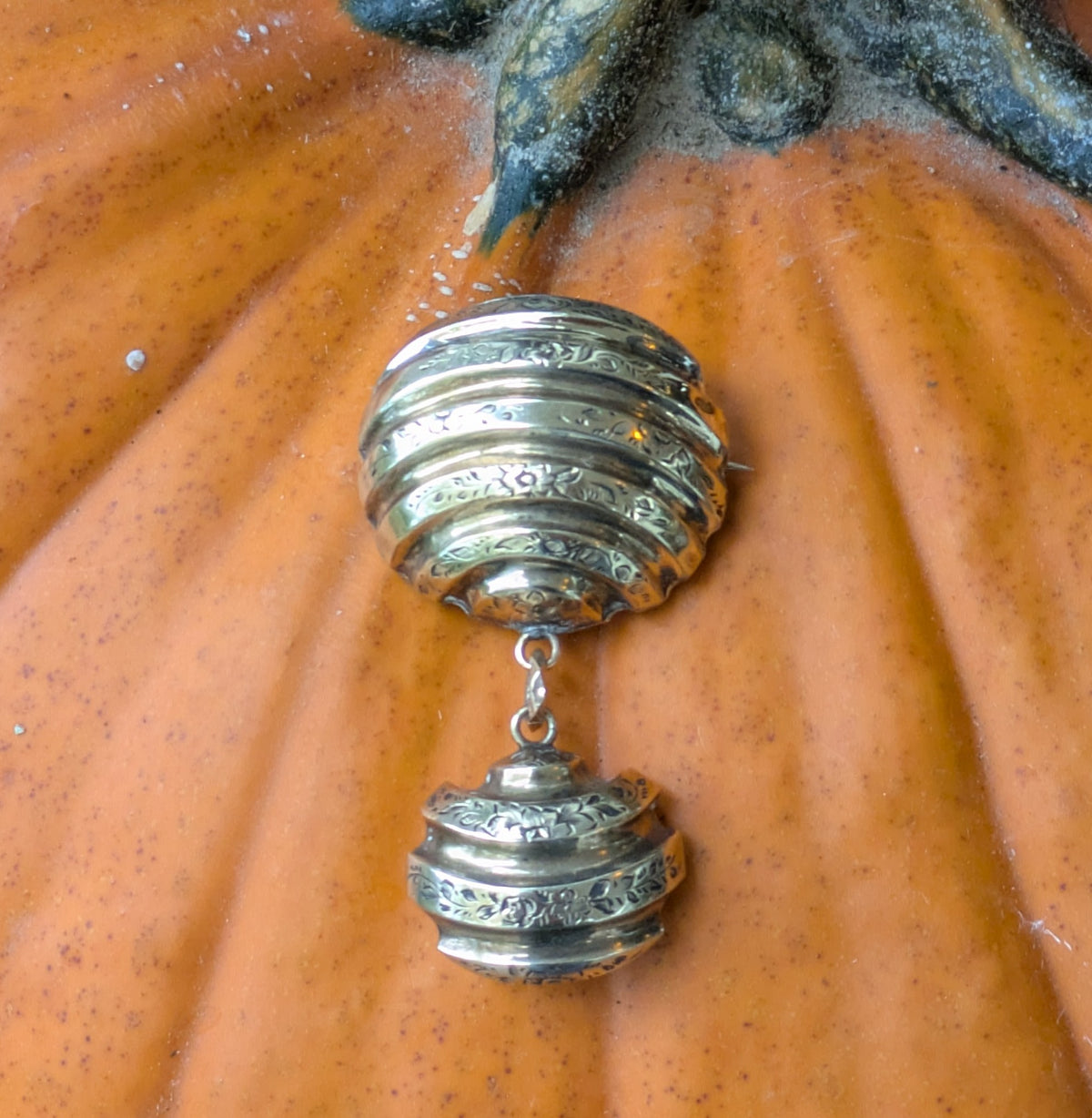 Early Victorian Hot Air Balloon Mourning Brooch with glazed locket, circa 1845