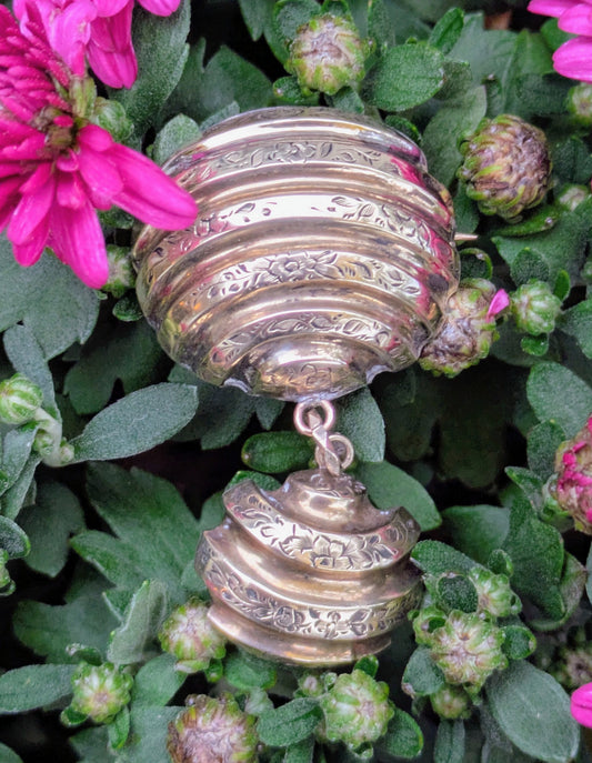 Early Victorian Hot Air Balloon Mourning Brooch with glazed locket, circa 1845