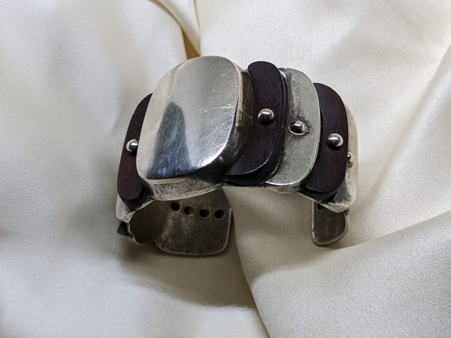 William Spratling Iconic Unisex Sterling And Wood 1940s Cuff