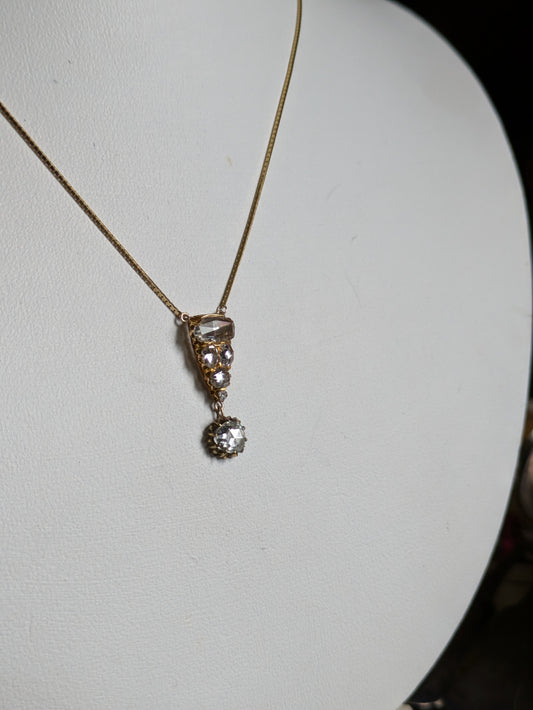 Victorian Rose Cut Diamond Pendant on Modern Chain, Exceptional