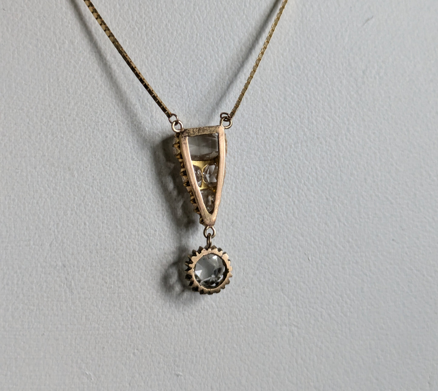 Victorian Rose Cut Diamond Pendant on Modern Chain, Exceptional