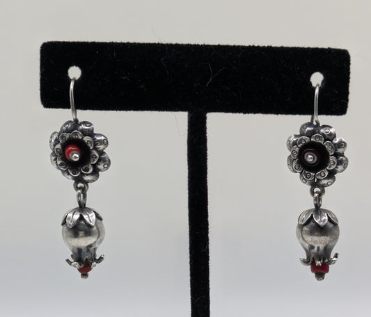 Oaxaca Mexico Silver Pomegranate Earrings