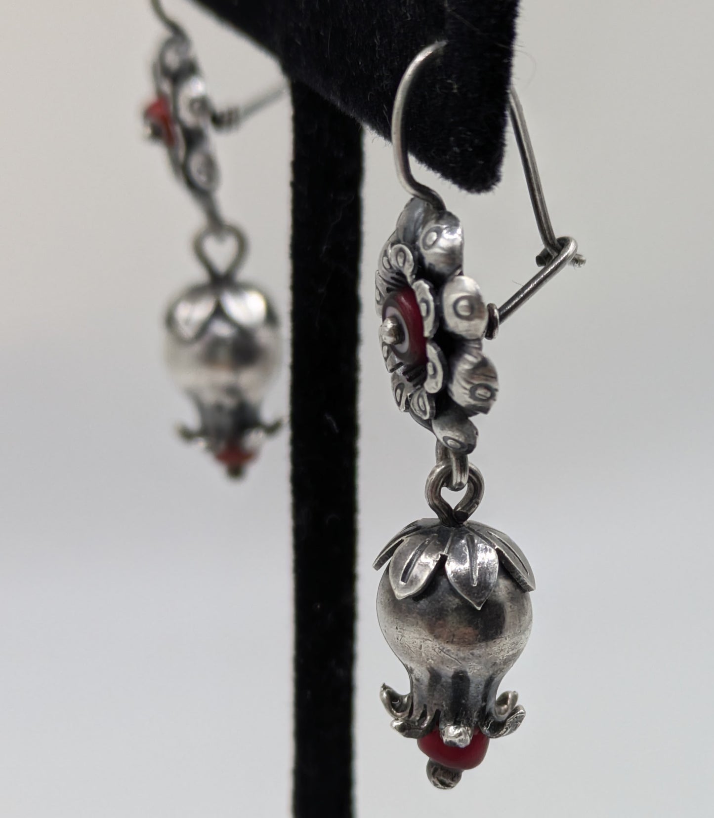 Oaxaca Mexico Silver Pomegranate Earrings