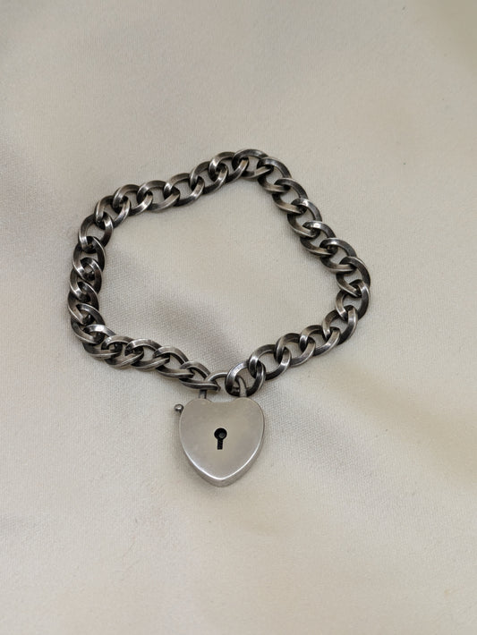 Sterling Silver Edwardian Padlock Bracelet