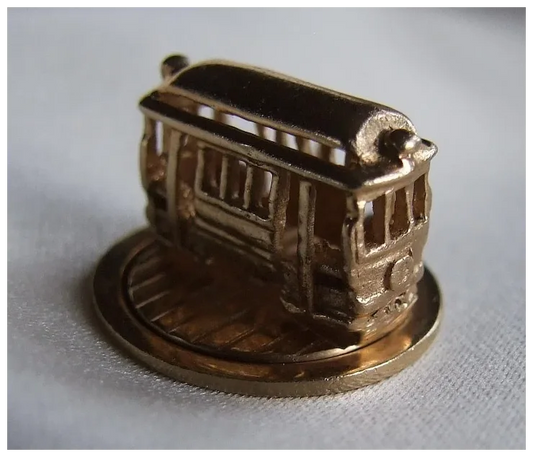 Trolley Charm, movable platform 14k