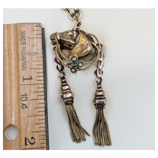 Victorian 10k Horse Head Pendant With 9k tassels