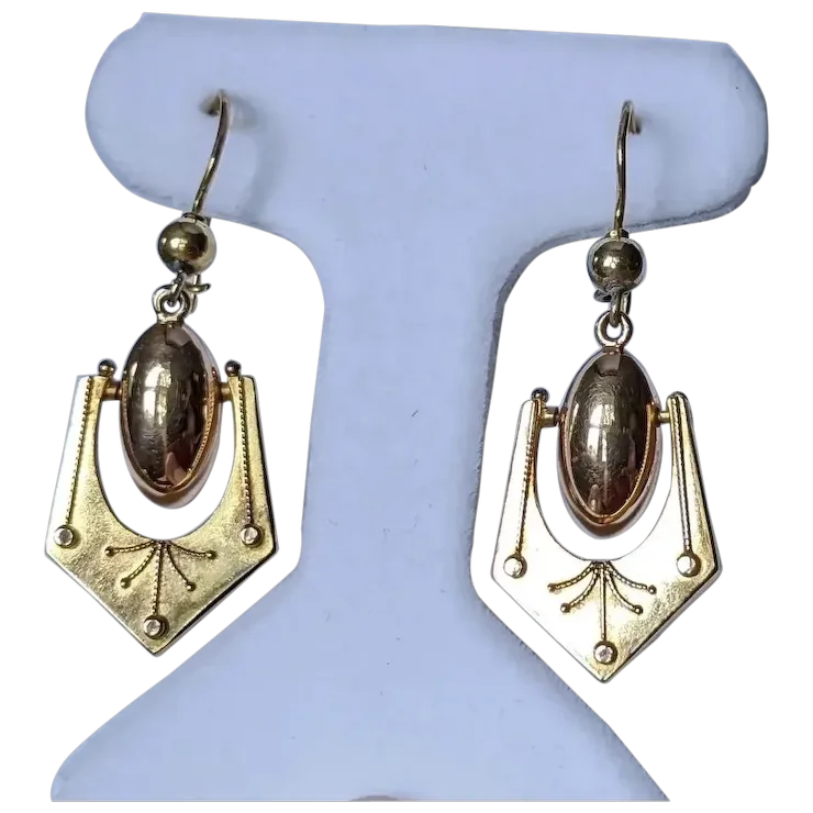 Victorian 14k swinging Doorknocker Earrings