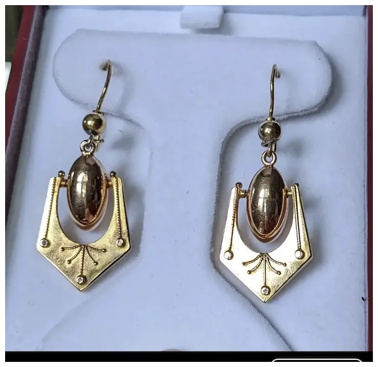 Victorian 14k swinging Doorknocker Earrings