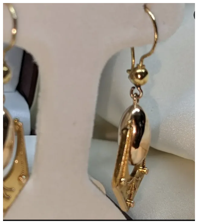 Victorian 14k swinging Doorknocker Earrings