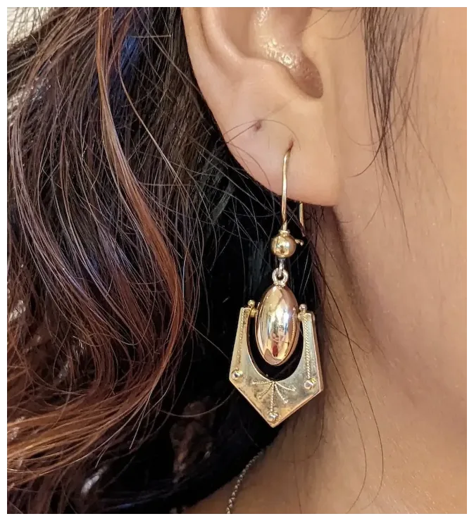 Victorian 14k swinging Doorknocker Earrings